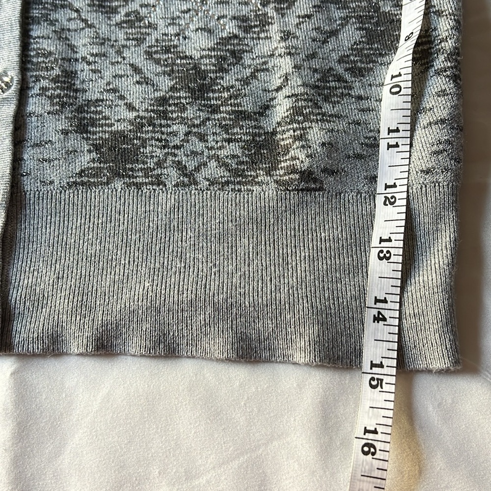 CHARTER CLUB Grey sweater Shiny Embellishments cardigan long sleeves Large EUC - Picture 10 of 10